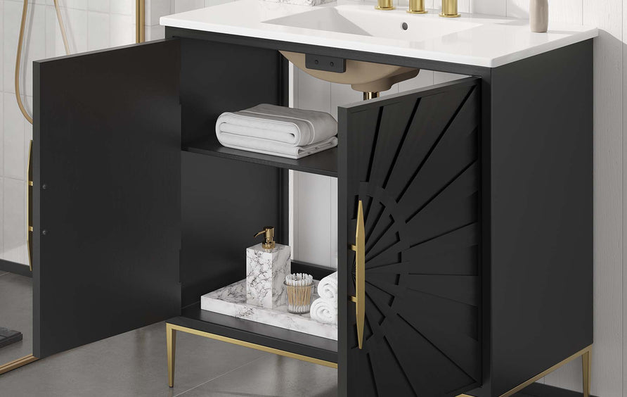 Briar 36" Bathroom Vanity in White Black