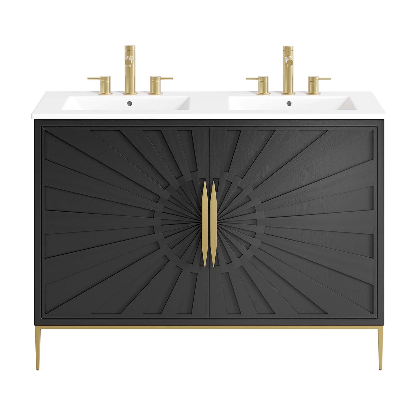 Briar 48" Double Sink Bathroom Vanity in White Black