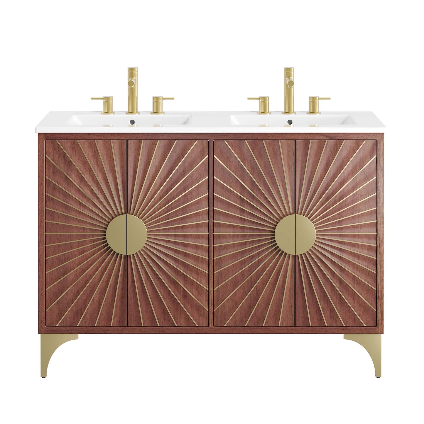 Ridge 48" Double Sink Bathroom Vanity in White Walnut