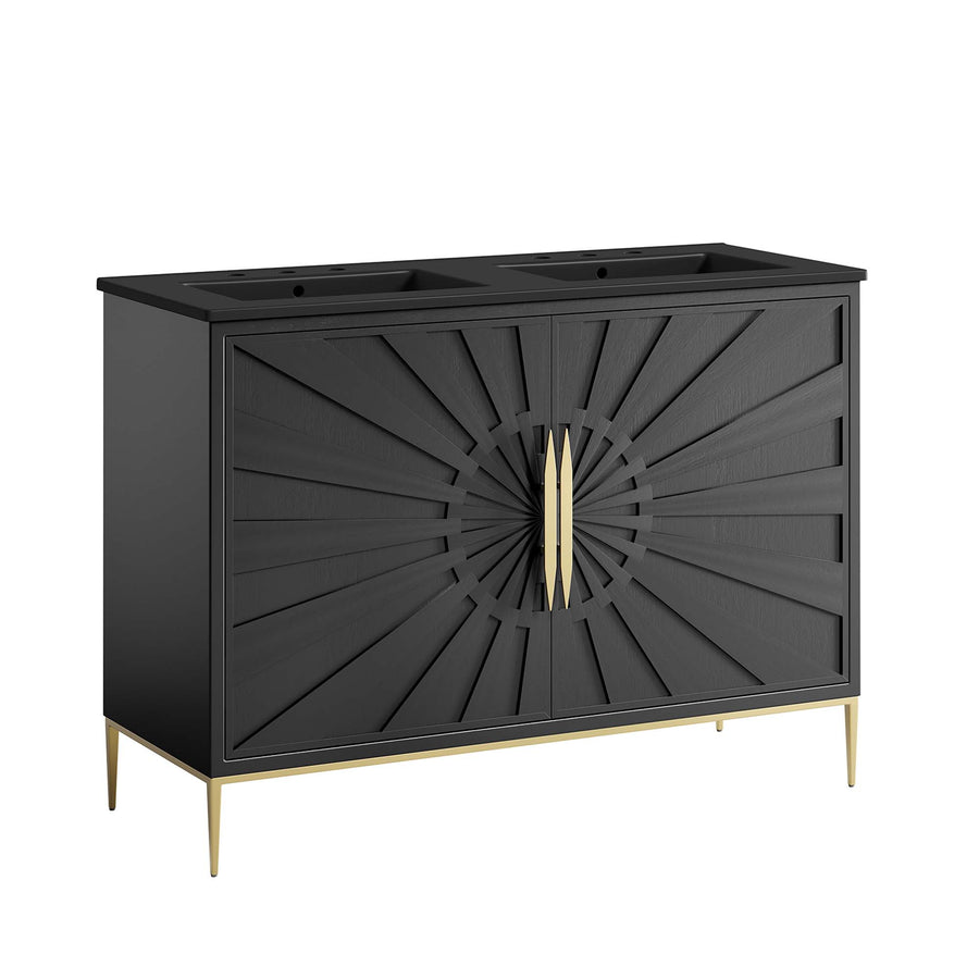 Briar 48" Double Sink Bathroom Vanity in Black Black
