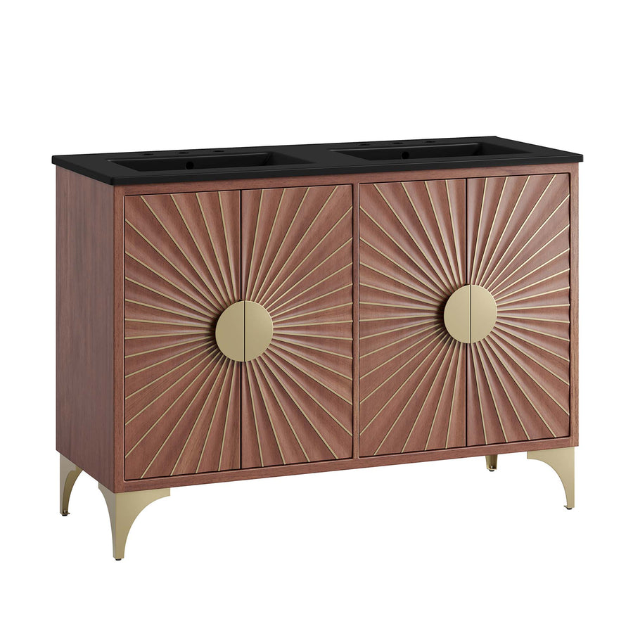 Ridge 48" Double Sink Bathroom Vanity in Black Walnut