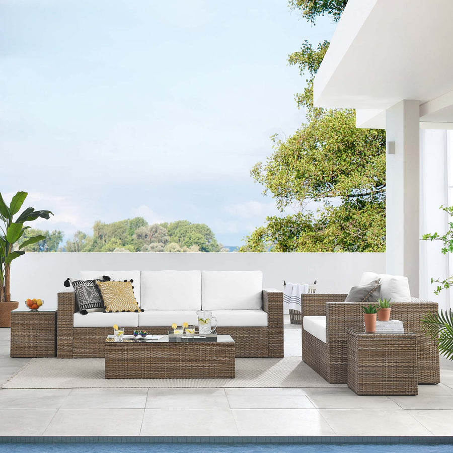 Sienna 5-Piece Outdoor Patio Furniture Set in Cappuccino White