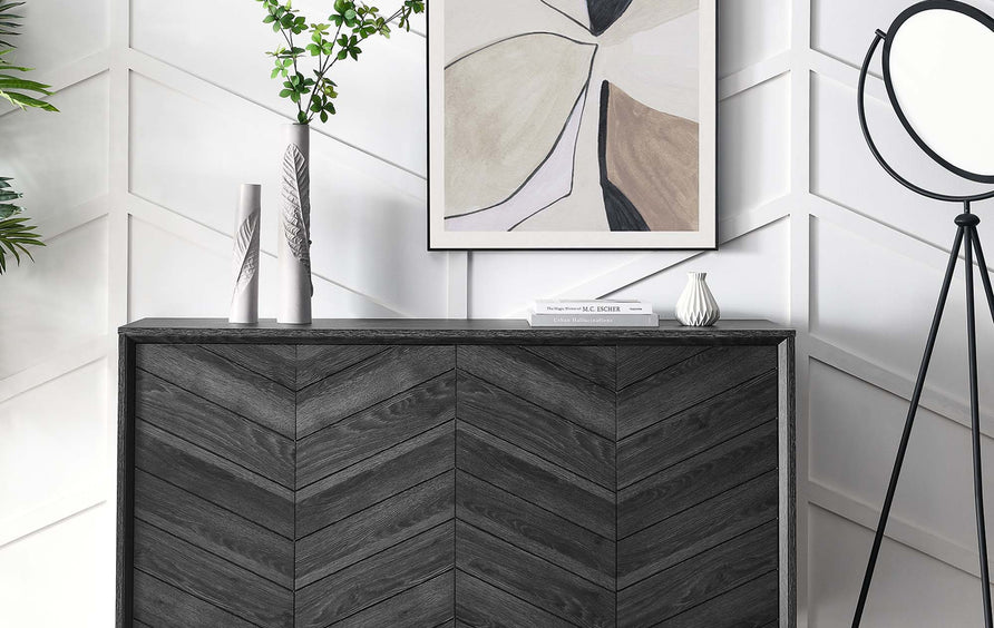 Foxglove Chevron Sideboard in Black