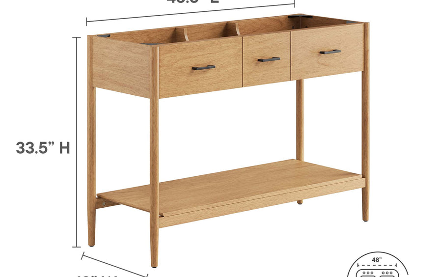 Quill 48" Double Sink Compatible Bathroom Vanity Cabinet (Sink Basin Not Included) in Natural