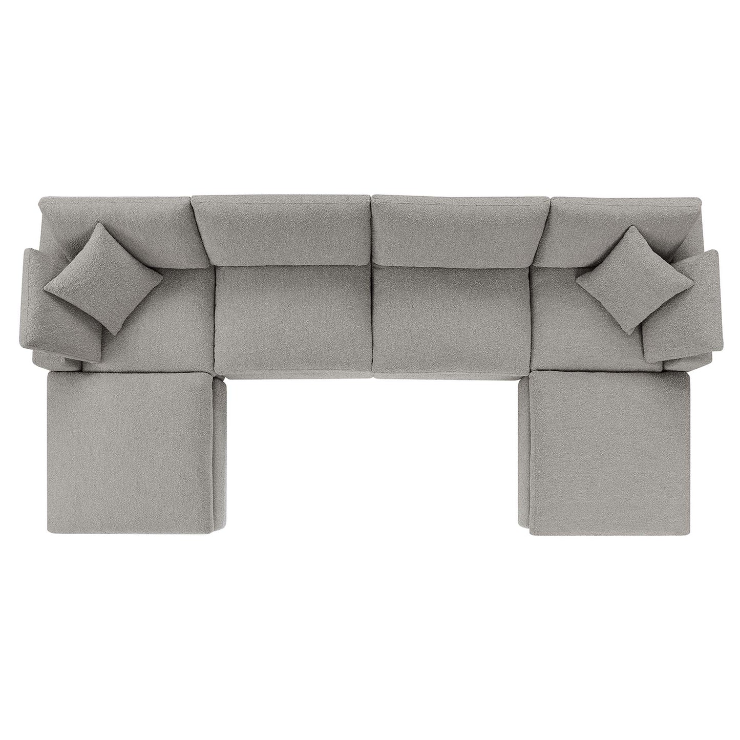 Linden 6-Piece Down Filled Overstuffed Boucle Sectional Sofa in Light Gray
