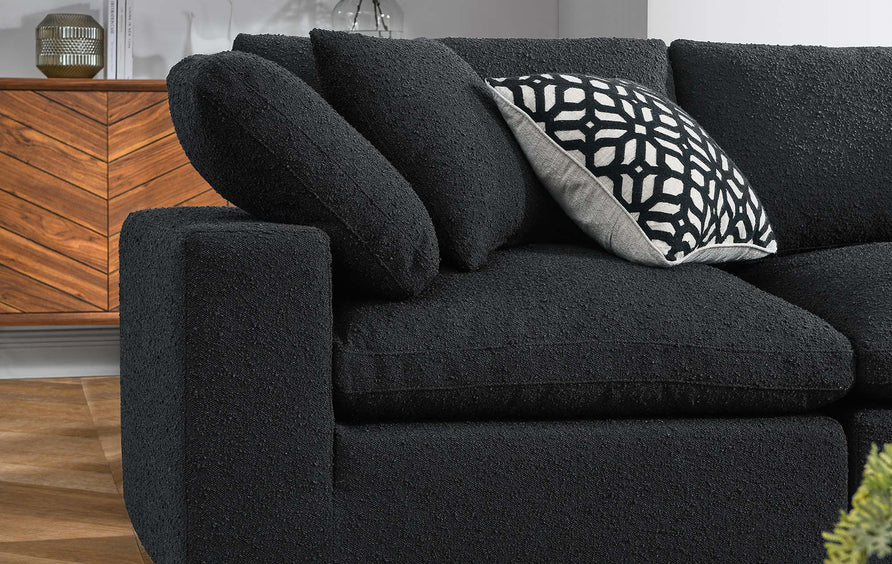 Linden 5-Piece Down Filled Overstuffed Boucle Sectional Sofa in Black