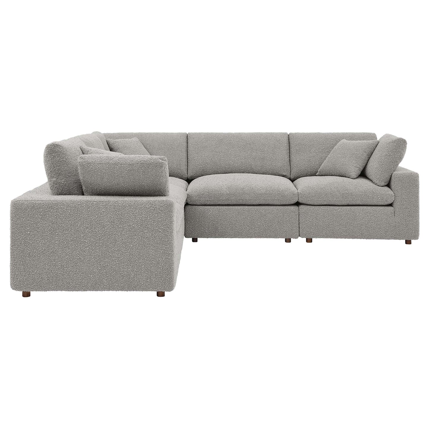 Linden 5-Piece Down Filled Overstuffed Boucle Sectional Sofa in Light Gray