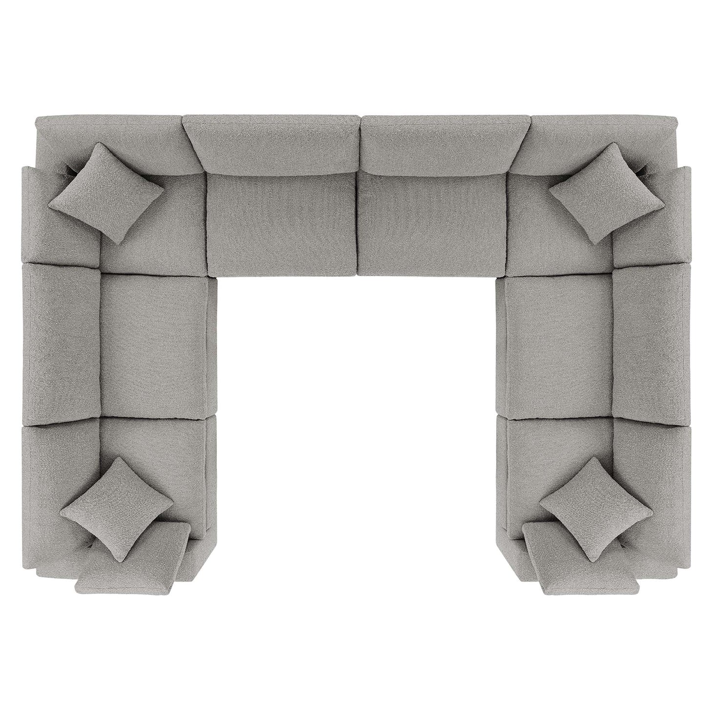 Linden 8-Piece Down Filled Overstuffed Boucle Fabric Sectional Sofa in Light Gray