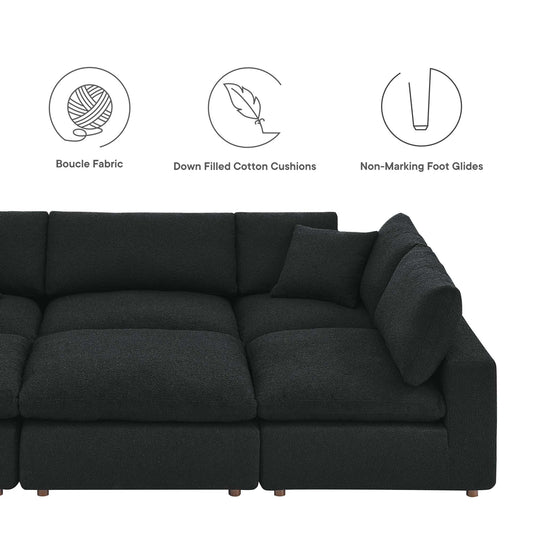 Commix 6-Piece Down Filled Overstuffed Boucle Fabric Sectional Sofa by Furniture for America