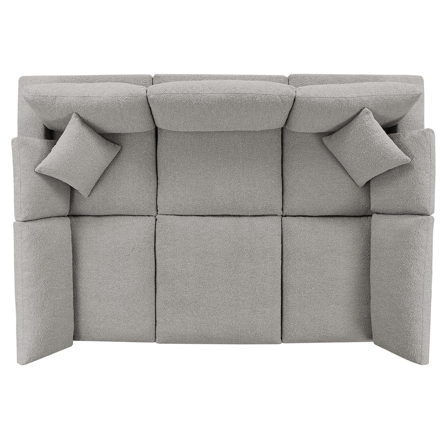 Linden 6-Piece Down Filled Overstuffed Boucle Fabric Sectional Sofa in Light Gray