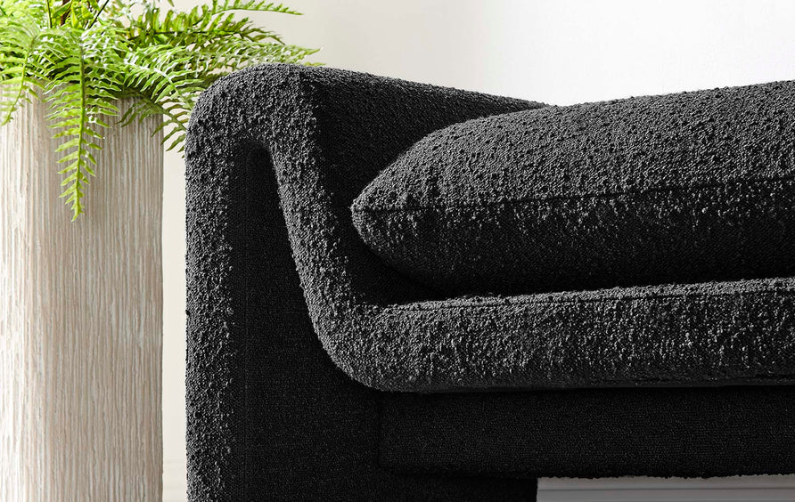 Bloom Boucle Fabric Bench in Black