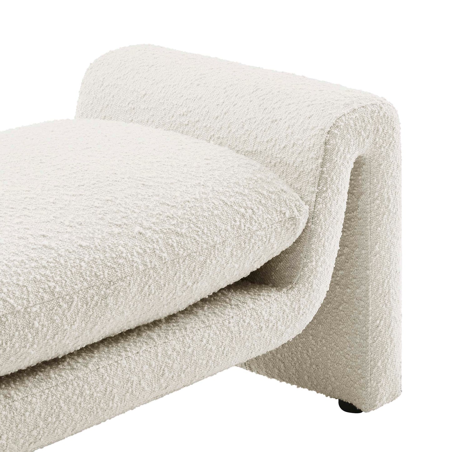 Bloom Boucle Fabric Bench in Ivory