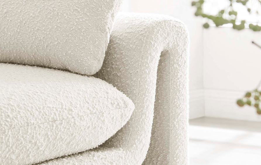 Bloom Boucle Fabric Sofa in Ivory