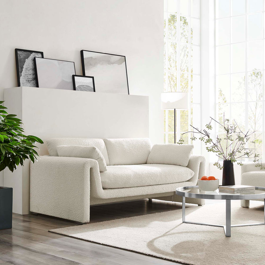 Bloom Boucle Fabric Sofa in Ivory