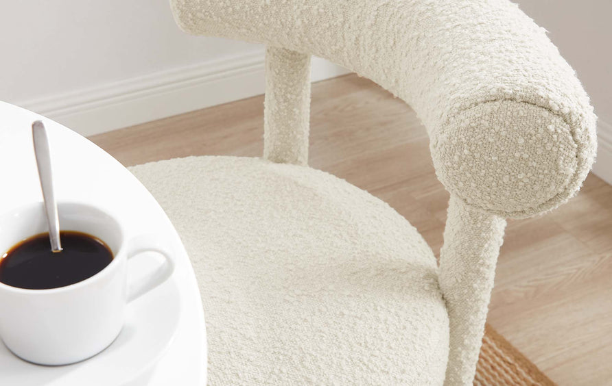 Halcyon Boucle Fabric Dining Chair in Ivory