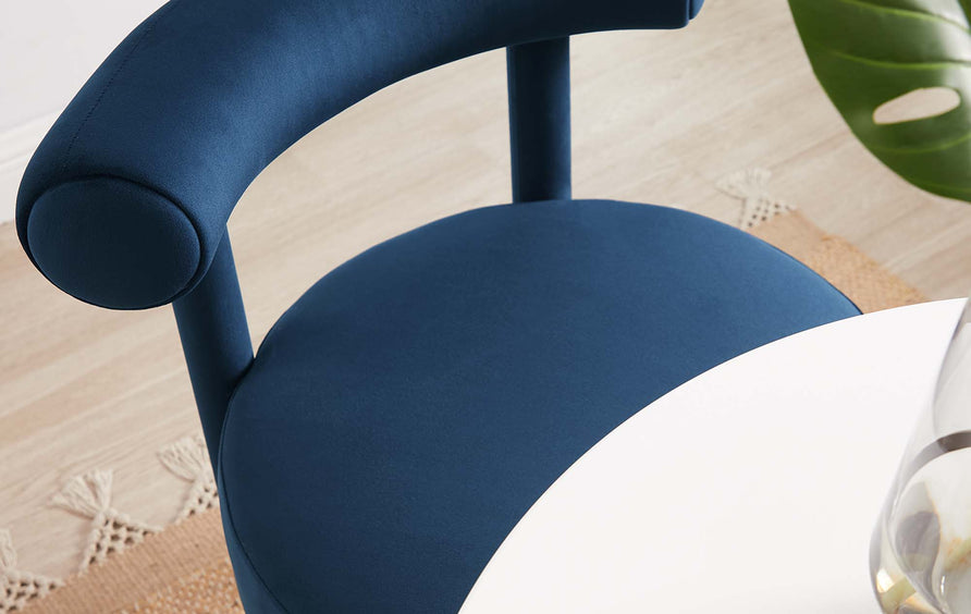 Halcyon Performance Velvet Dining Chair in Midnight Blue
