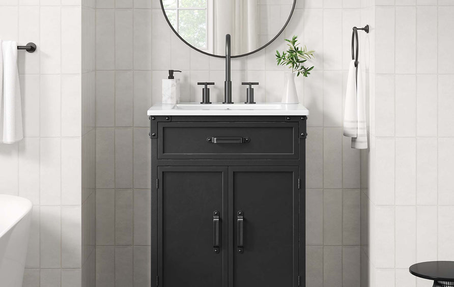Clover 24" Bathroom Vanity in White Black