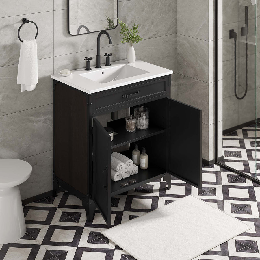 Clover 30" Bathroom Vanity in White Black