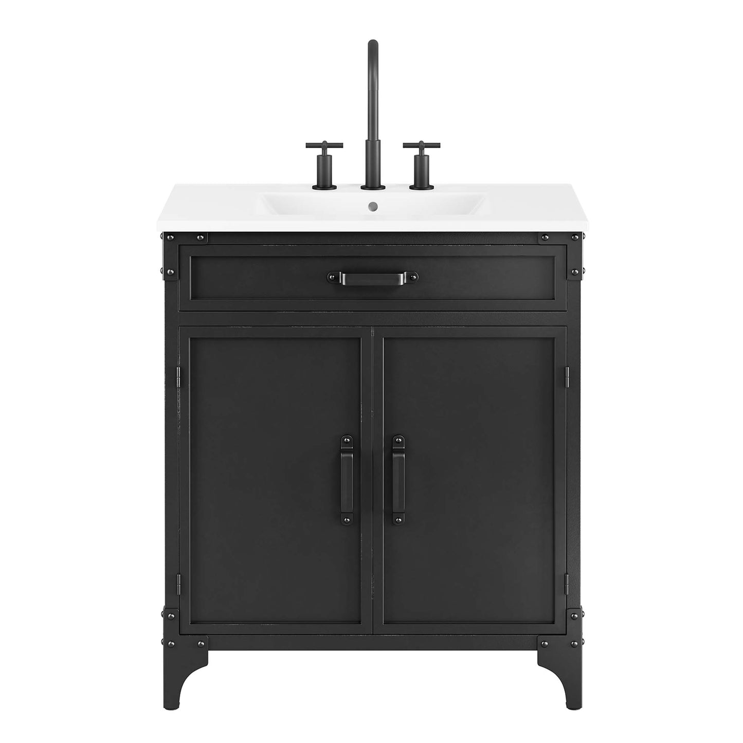 Clover 30" Bathroom Vanity in White Black