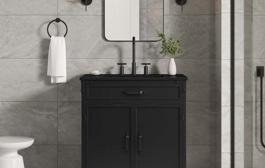Clover 30" Bathroom Vanity in Black Black