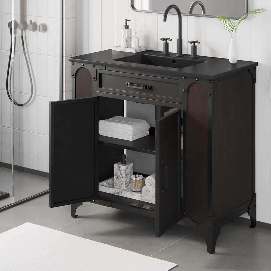 Clover 36" Bathroom Vanity in Black Black