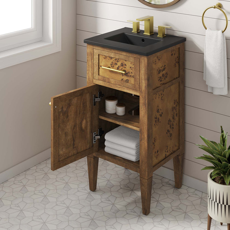Onyx 18" Wood Bathroom Vanity in Black Brown