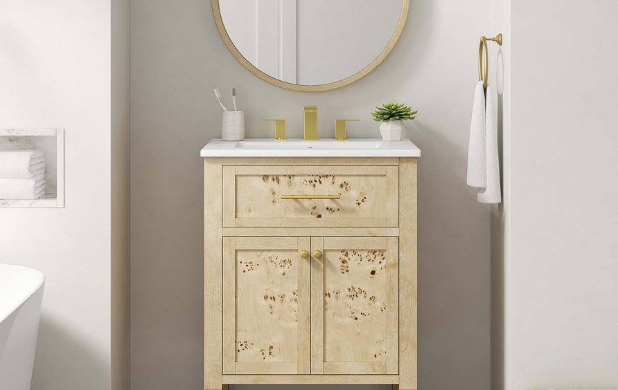 Onyx 24" Wood Bathroom Vanity in White Burl