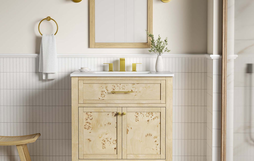 Onyx 30" Wood Bathroom Vanity in White Burl