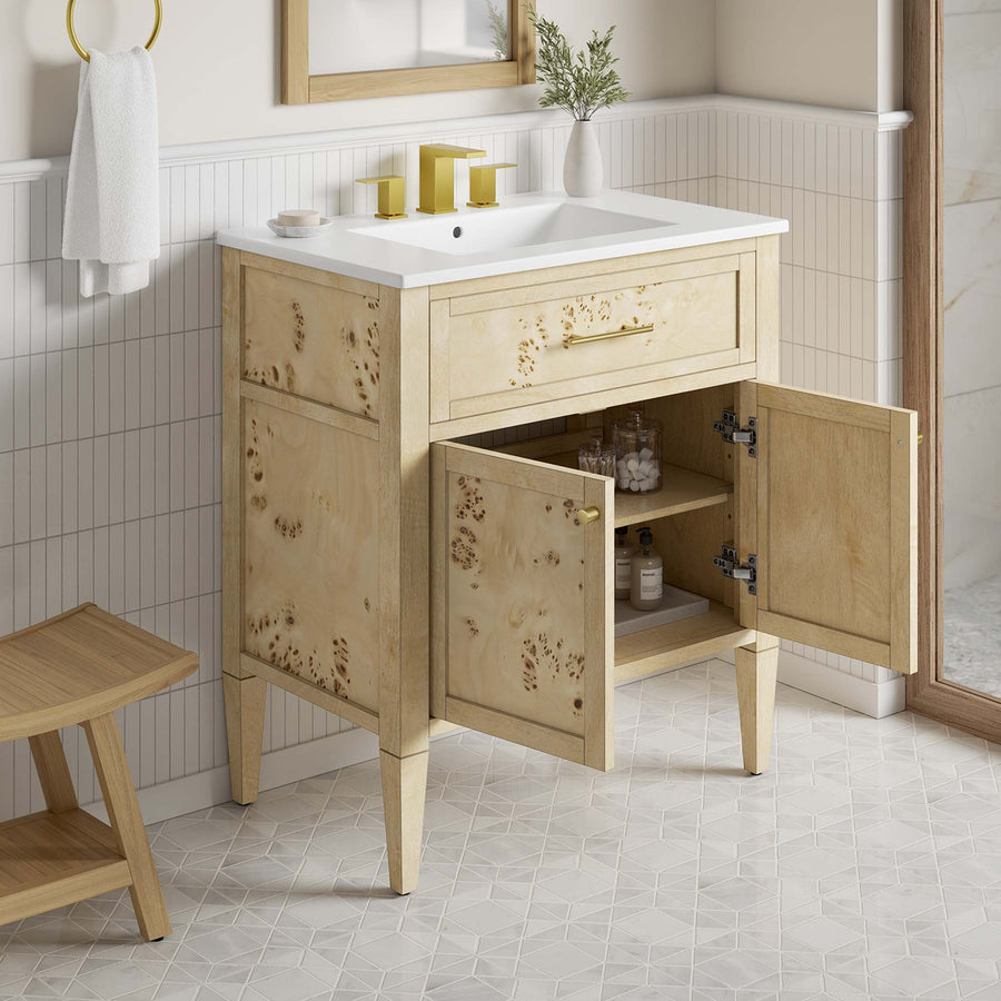 Onyx 30" Wood Bathroom Vanity in White Burl