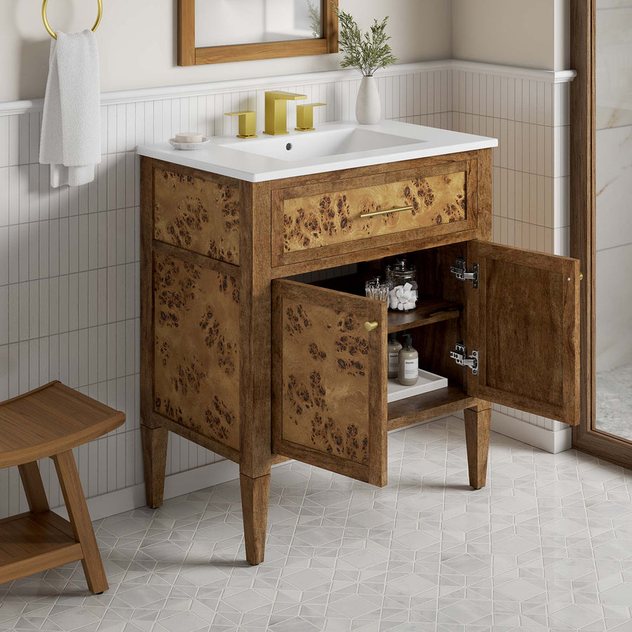 Onyx 30" Wood Bathroom Vanity in White Brown