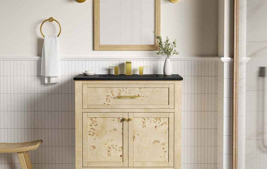 Onyx 30" Wood Bathroom Vanity in Black Burl