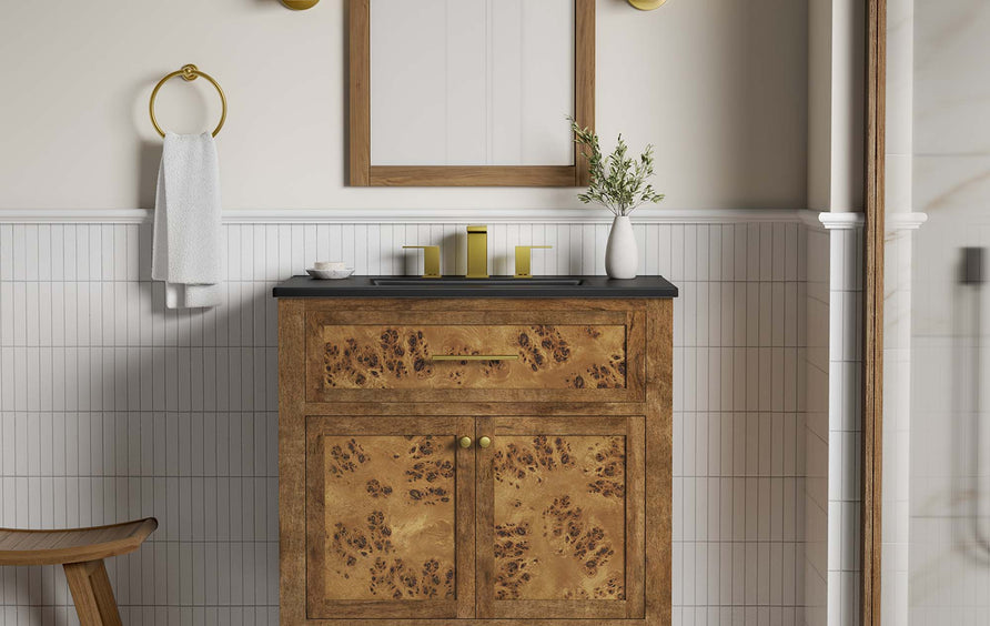 Onyx 30" Wood Bathroom Vanity in Black Brown