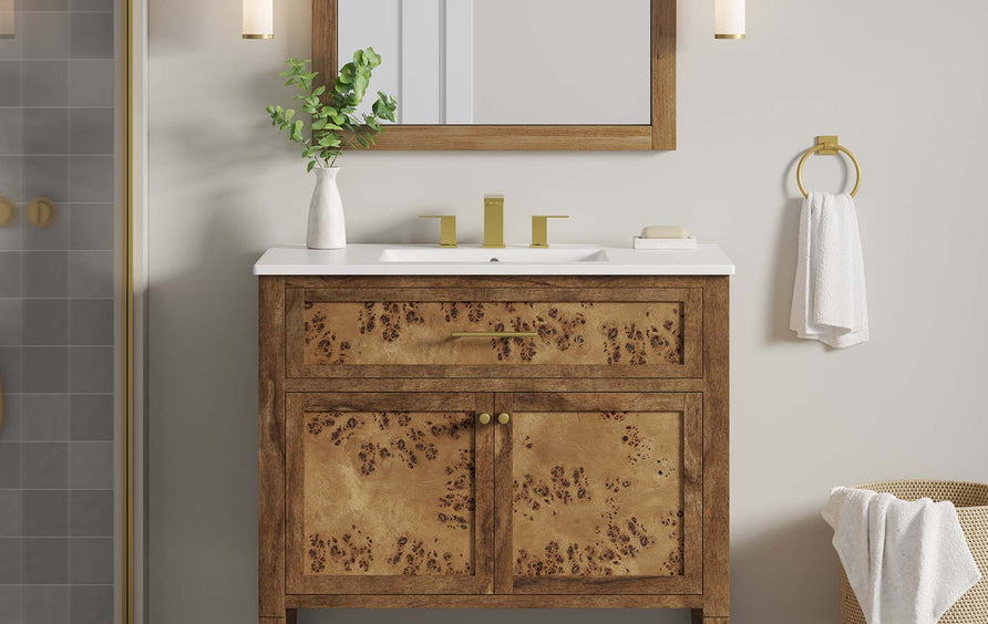 Onyx 36" Wood Bathroom Vanity in White Brown