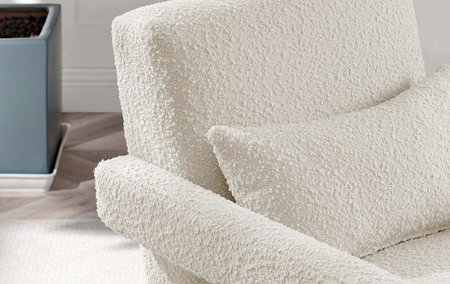 Potes Boucle Upholstered Armchair in Ivory