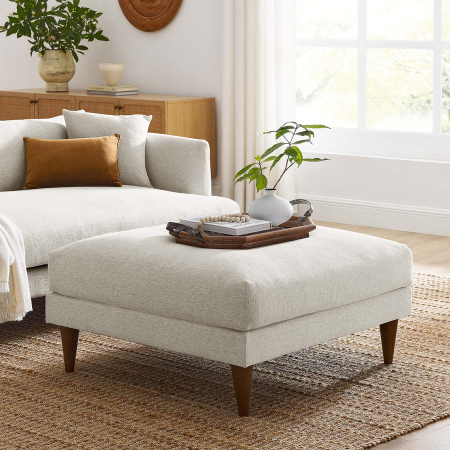 Manor Down Filled Overstuffed Ottoman in Ivory Fabric