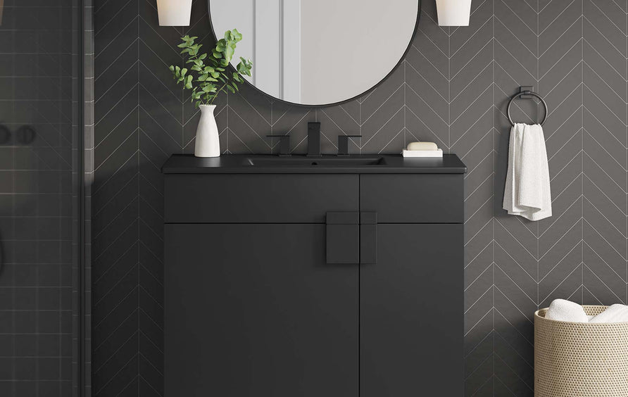 Summit 36" Bathroom Vanity in Black Black