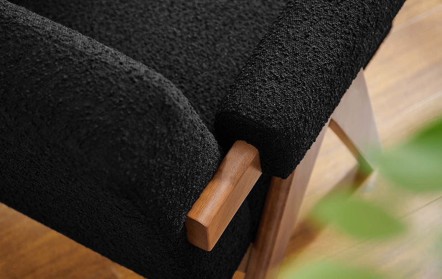 Sable Boucle Fabric Armchair in Black
