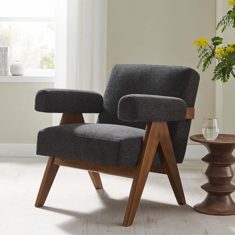 Sable Fabric Armchair in Dark Gray Fabric