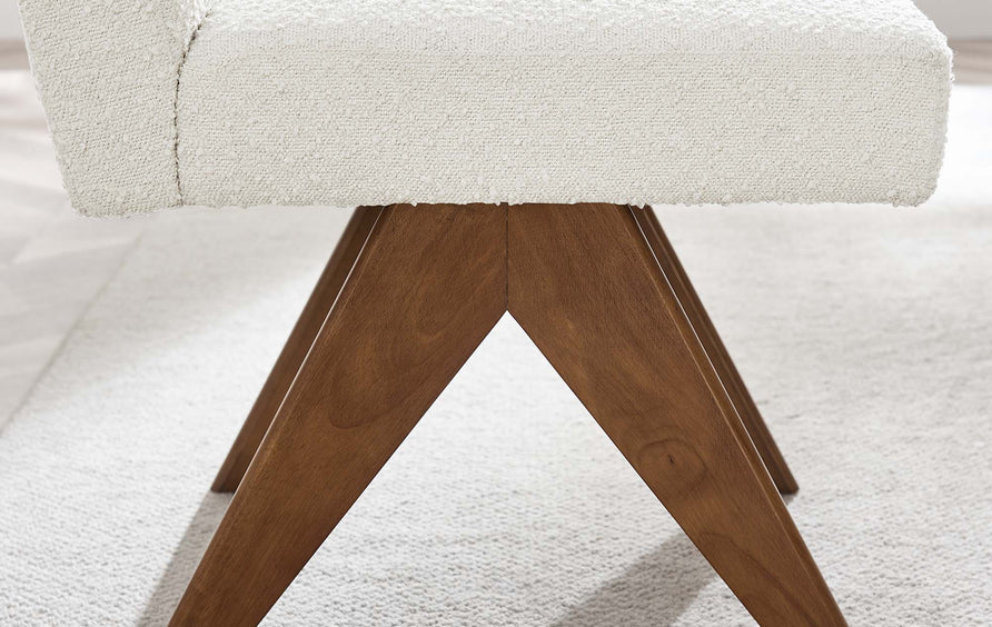 Sable Boucle Fabric Dining Room Side Chair Set of 2 in Ivory