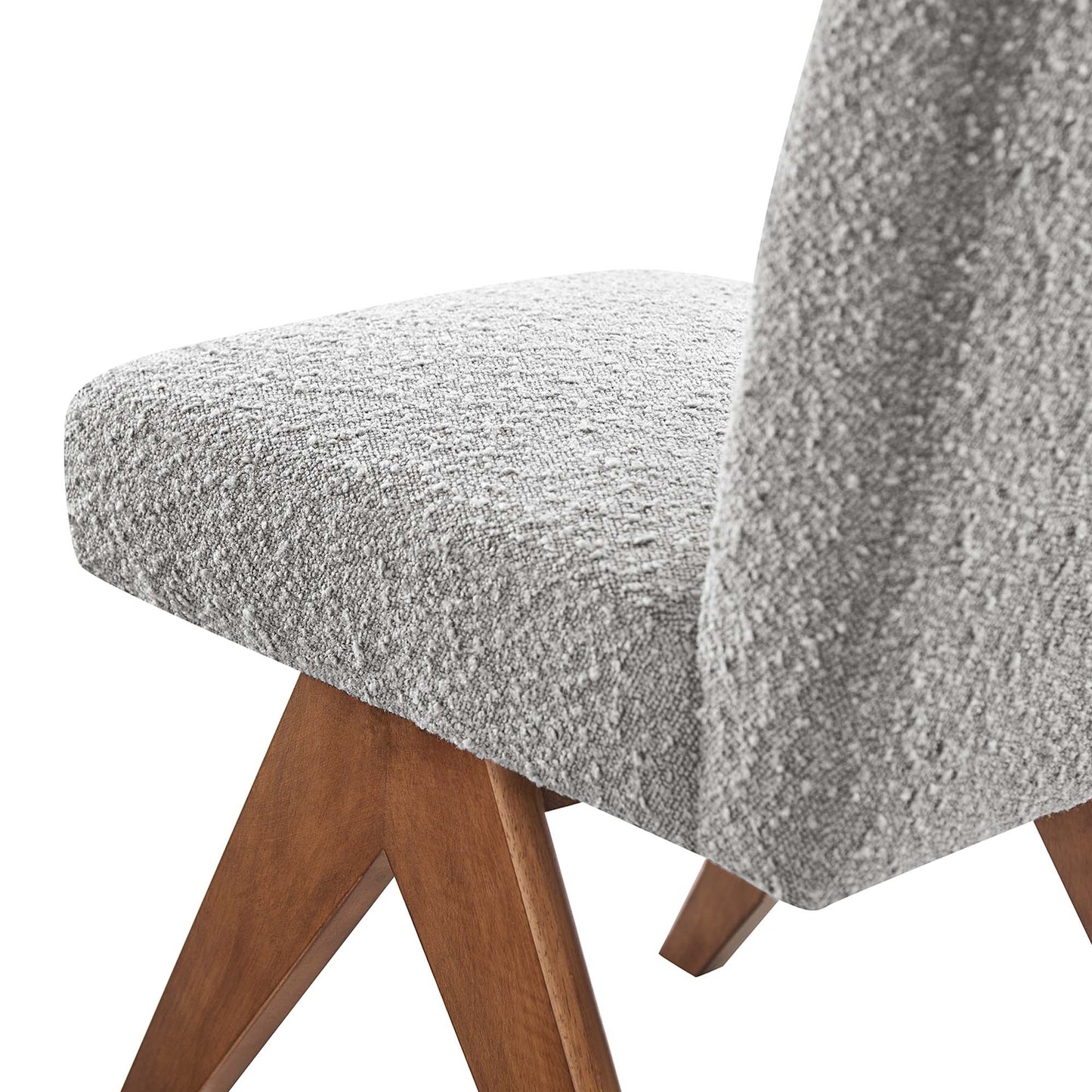 Sable Boucle Fabric Dining Room Side Chair Set of 2 in Light Gray