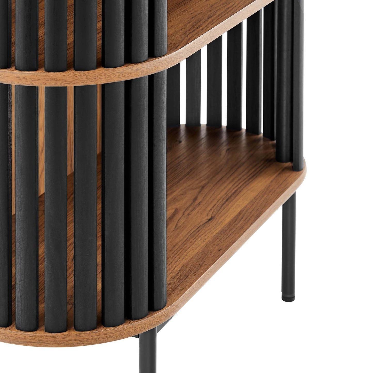 Hollis Three Tier Display Cabinet in Walnut Black