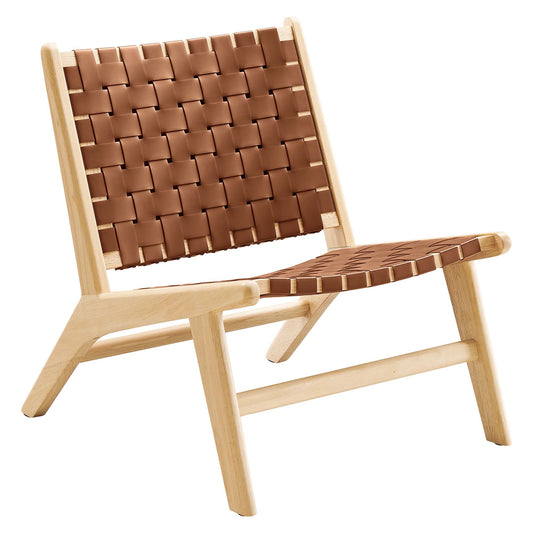 Saoirse Leather Wood Accent Lounge Chair by Furniture for America