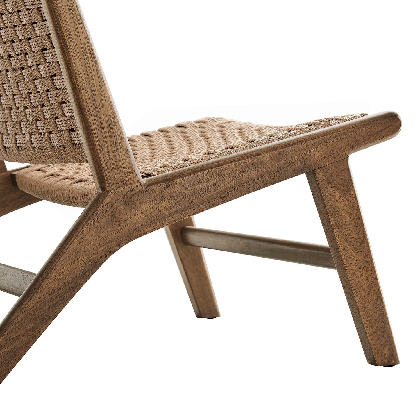 Aurora Woven Rope Wood Accent Lounge Chair in Walnut Natural