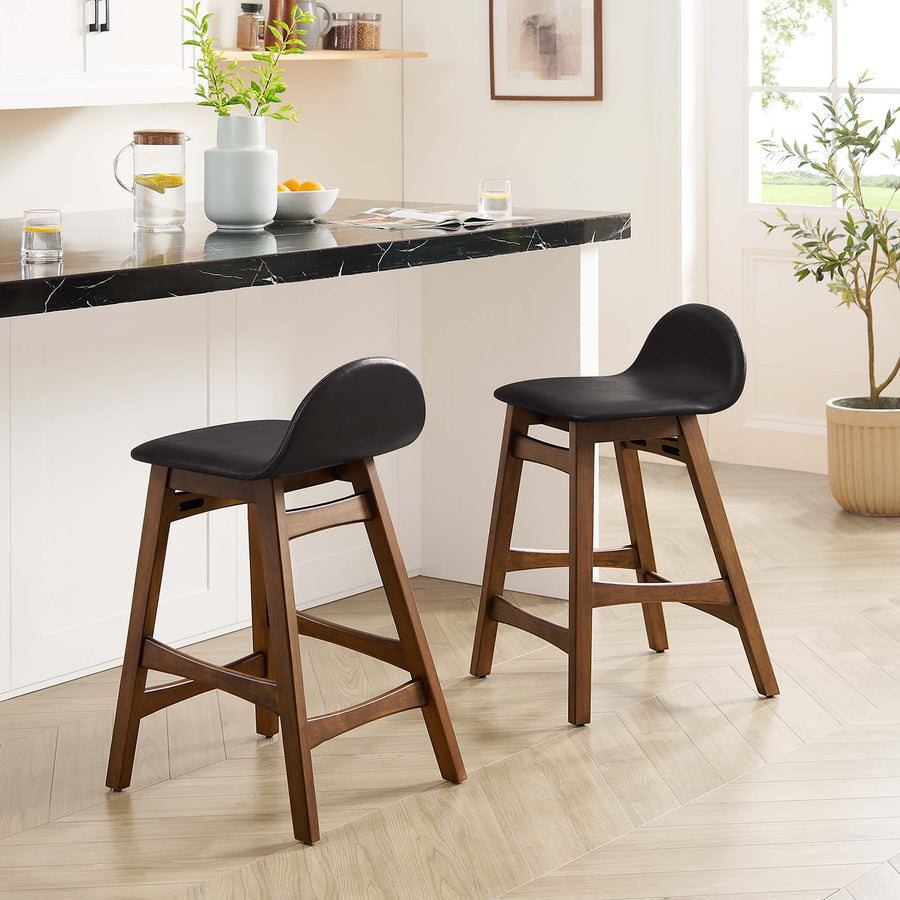 Mantel Wood Counter Stool Set of 2 in Brown
