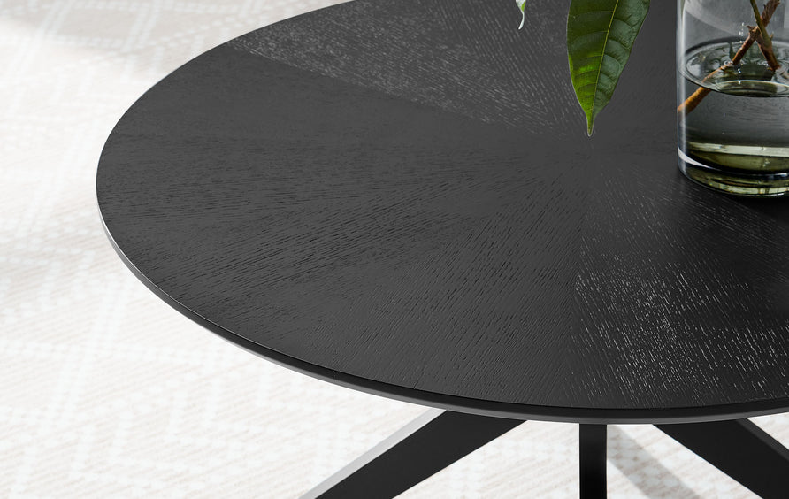 Vela Round Wood Coffee Table in Black