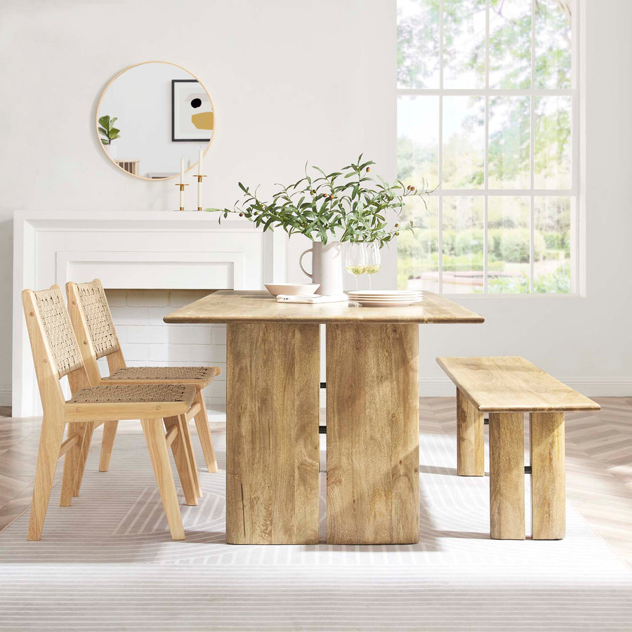Ember 72" Wood Dining Table and Bench Set in Oak