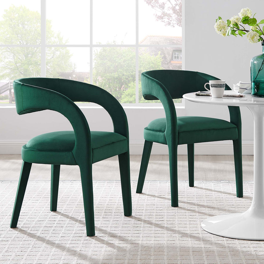 Iris Performance Velvet Dining Chair Set of 2 in Green