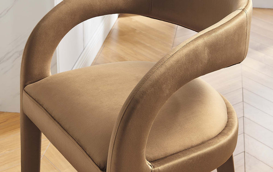 Iris Performance Velvet Counter Stool Set of 2 in Brown Gold
