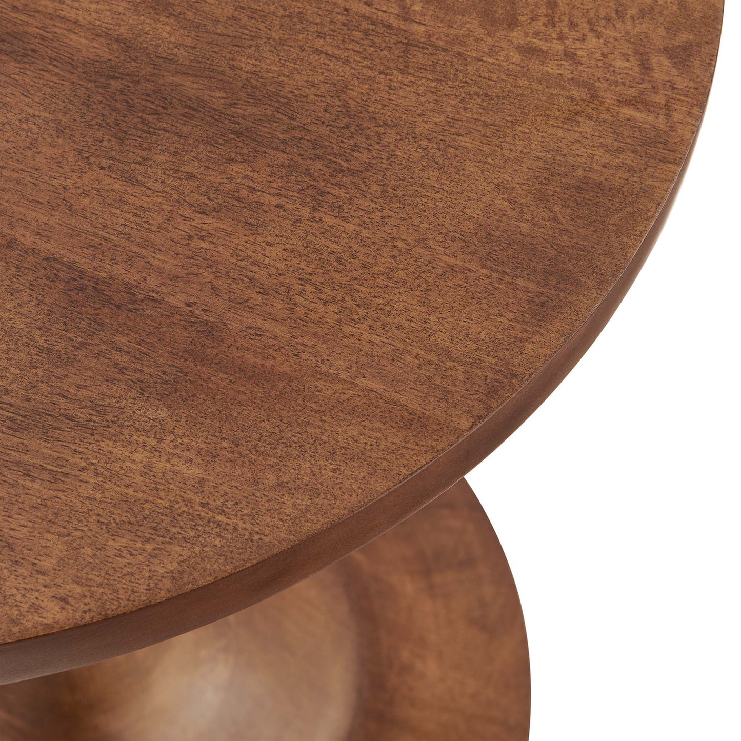 Besalu Round Wood Side Table in Walnut