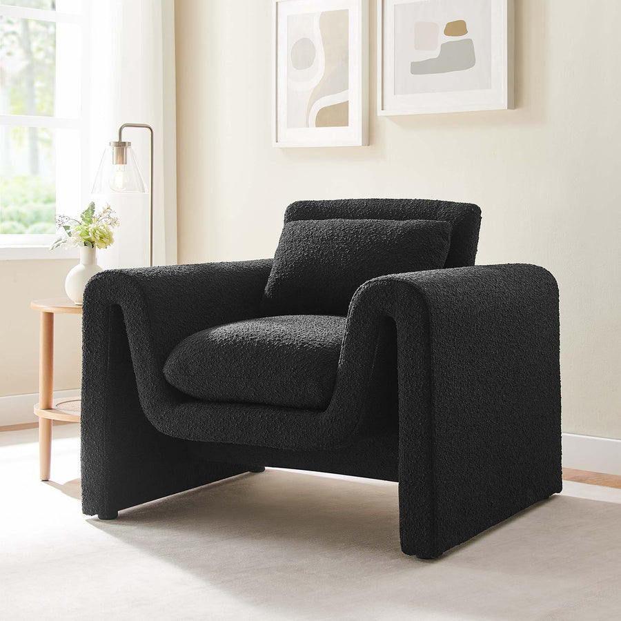 Bloom Boucle Upholstered Armchair in Black